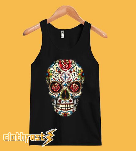 Sugar Skull Roses Eyes Day Of The Dead Tanktop