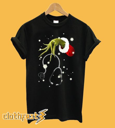 Grinch hand Christmas nurse T-shirt