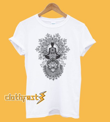 Men's Tee Yoga Lotus Line Art Meditation India T-Shirt