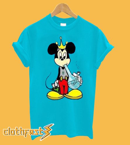 Mickey Mouse Smoking a Bong Marijuana 420 Stoner Weed T shirt