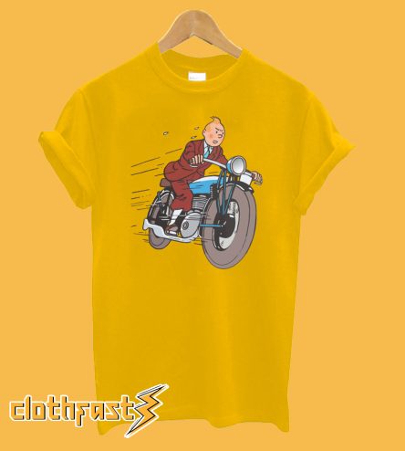 Motorcycle Yellow Tintin T-Shirt