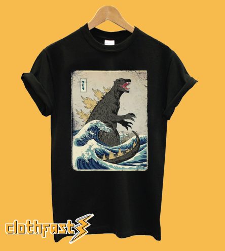 The great wave off Kanagawa Godzilla T shirt