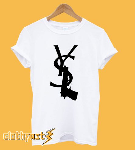 Yves Saint Laurent white gun T shirt