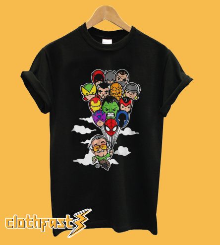 Stan Lee Holding Balloons Avengers Heroes T shirt