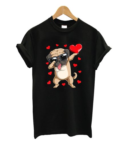 Dabbing Pug Heart Valentines Day Boys Kids Love Dog Lover T-Shirt