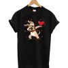 Funny Dabbing Dog Heart Valentine's Day T-Shirt