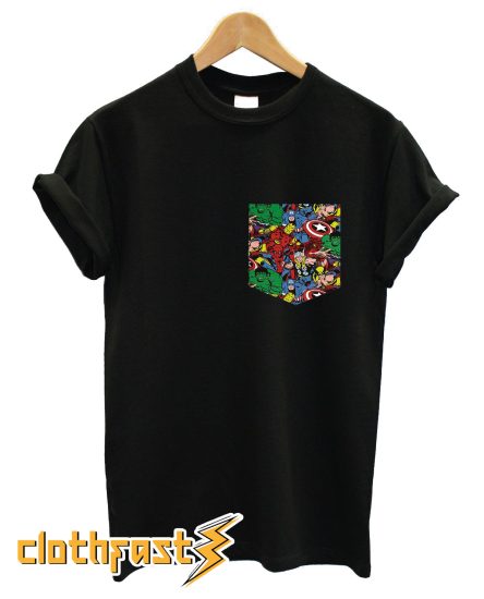 Disney Superhero Marvel Print Pocket T Shirt