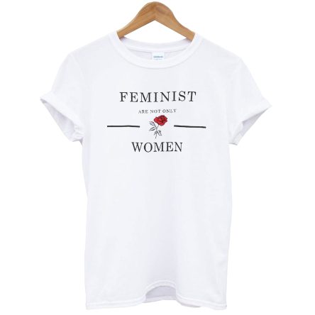 Letter & Rose Print Ringer Feminist T-Shirt