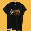 Peace Love Pugkin Leopard Skeleton Pumpkin T-Shirt