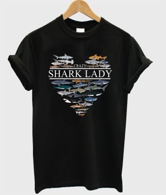 crazy shark lady t-shirt