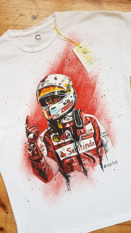 Hand painted t-shirt Sebastian Vettel