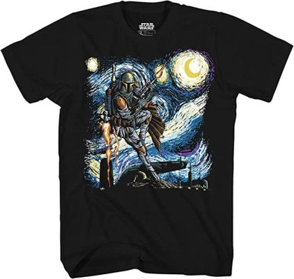 Mad Engine Star Wars Boba Fett Shirt Starry Night Men'S Adult T-Shirt