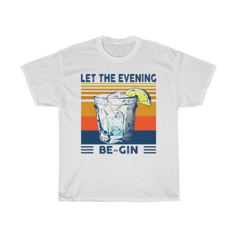 Martini Cocktail Let The Evening Be Gin Funny Vintage T-Shirt